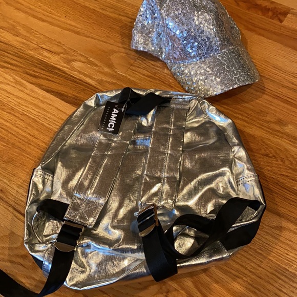 Silver Backpack & Hat - Picture 3 of 4
